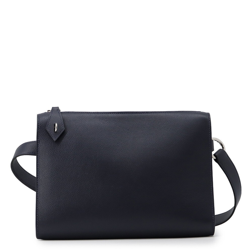 Hermes Shoulder Bag Volotto Blue Navy Evergrain B Stamp Clutch Men's Handbag ...